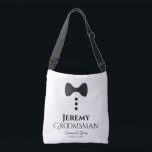 Groomsman Black Tie Wedding Swag Bag<br><div class="desc">These fun bags are designed as favors, gifts, or swag bags for wedding groomsmen. They feature an image of a black tie with three buttons and text that reads Groomsman with a space to enter his name as well as the wedding couple's names and wedding date. Great way to show...</div>