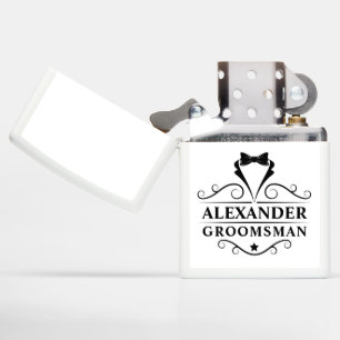 Groomsman Black Tie Zippo Lighter