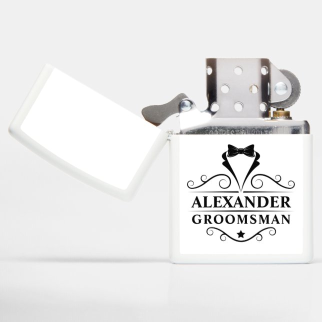 Groomsman Black Tie Zippo Lighter (Opened)