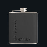 Groomsman Black Typography Embossed Look Monogram Flask<br><div class="desc">Perfect gift for your groomsman. Minimalistic black typography with embossed look and custom name of the groomsman.</div>