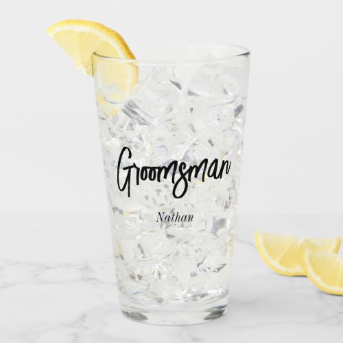 Groomsman Black White Wedding Glass Cup