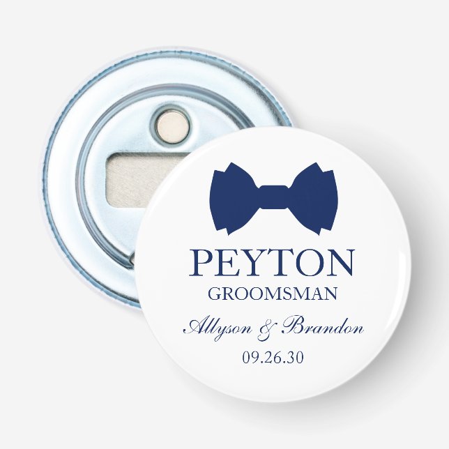 Groomsman Blue Bow Tie Bottle Opener (Front)