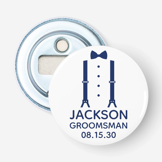 Groomsman Blue Bow Tie Bottle Opener (Front)