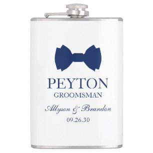 Groomsman Blue Bow Tie Flask