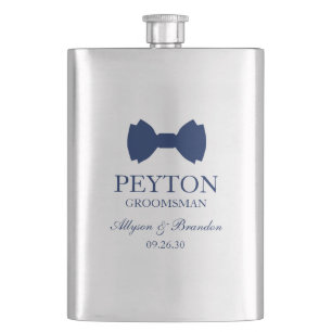 Groomsman Blue Bow Tie Flask