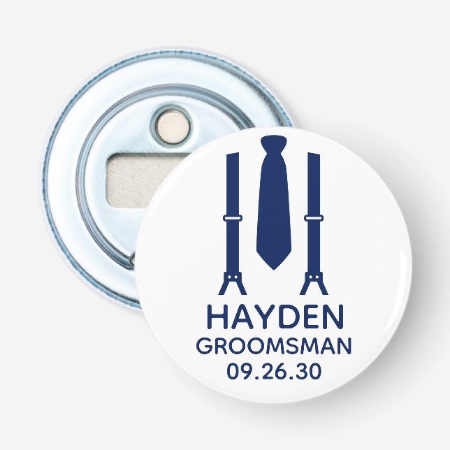 Groomsman Blue Tie Bottle Opener (Front)