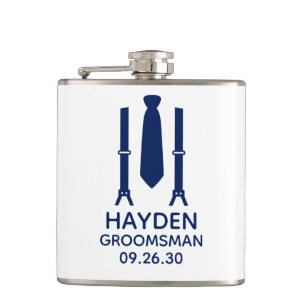 Groomsman Blue Tie Flask