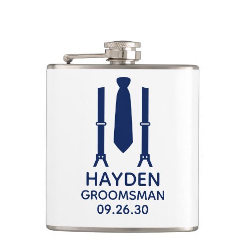 Groomsman Blue Tie Flask