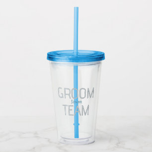 groomsman bold groom team gray blue white bachelor acrylic tumbler