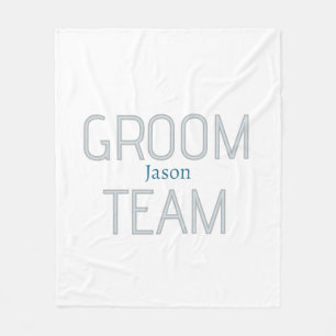 groomsman bold groom team gray blue white bachelor fleece blanket