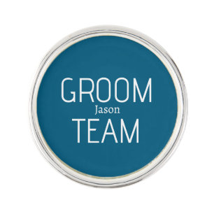 groomsman bold groom team gray blue white bachelor lapel pin