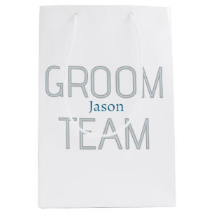 groomsman bold groom team gray blue white bachelor medium gift bag