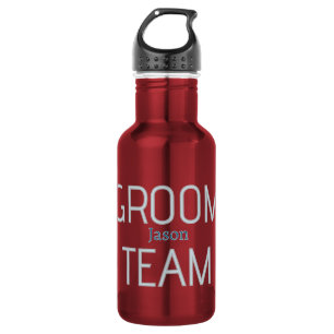groomsman bold groom team gray blue white bachelor stainless steel water bottle