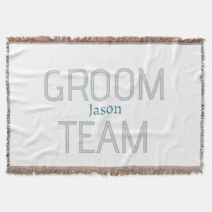 groomsman bold groom team gray blue white bachelor throw blanket
