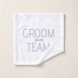 groomsman bold groom team gray blue white bachelor wash cloth