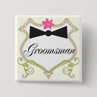 Groomsman Bow Tie Wedding Badges Pinback Button