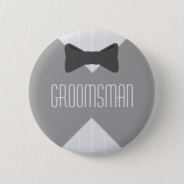 Groomsman Bowtie & Stripes Button (Front)