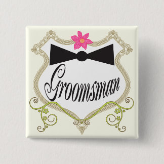 Groomsman BowTie Wedding Badges Pinback Button