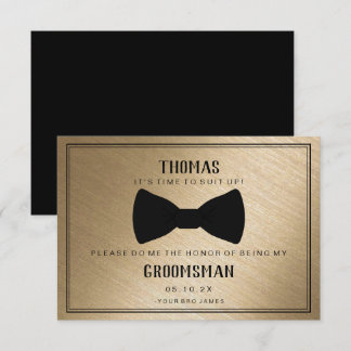 Groomsman Card - Black Tied III Gold