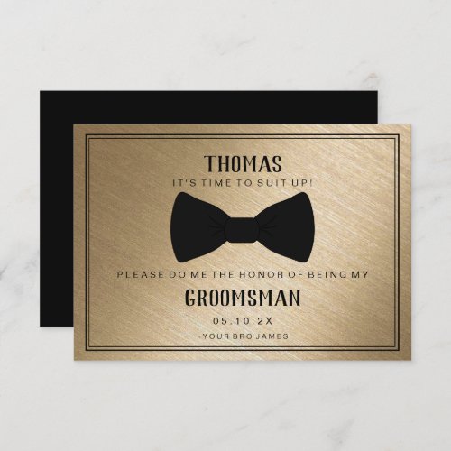 Groomsman Card _ Black Tied III Gold