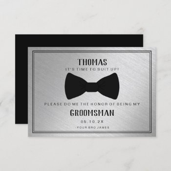 Groomsman Card - Black Tied Iii Silver by Evented at Zazzle