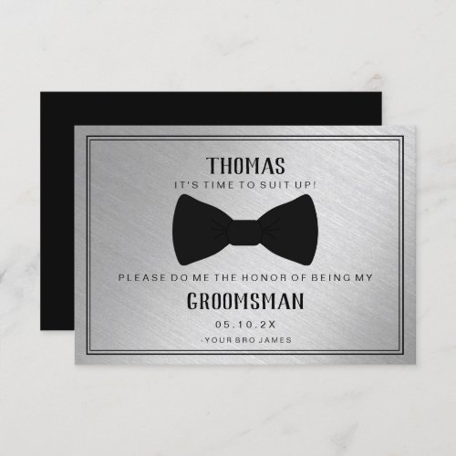 Groomsman Card _ Black Tied III Silver