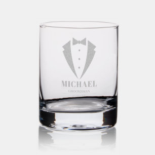 Groomsman Chic Tuxedo Wedding  Rocks Glass