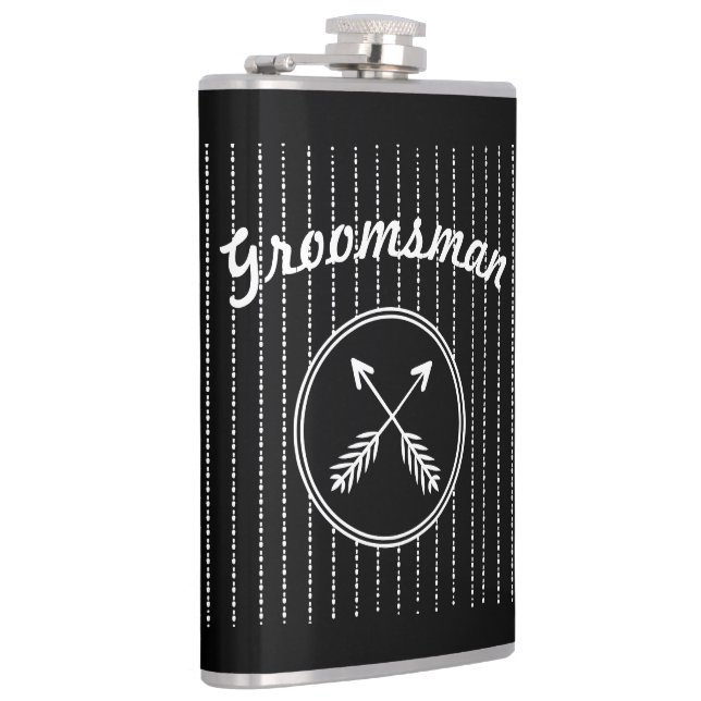 Groomsman Crossed Arrows Any Custom Color Flask (Right)