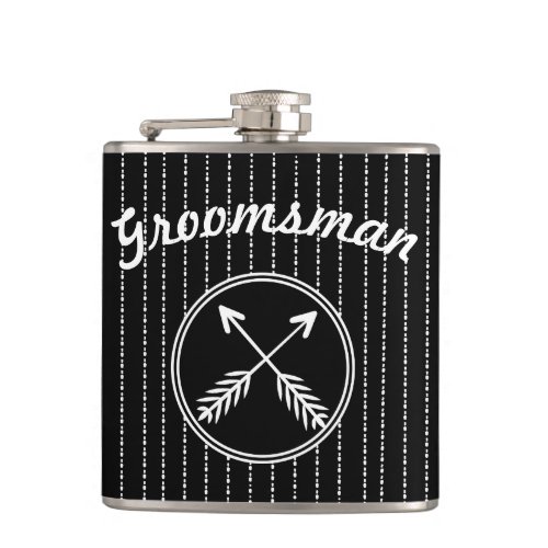 Groomsman Crossed Arrows Any Custom Color Flask