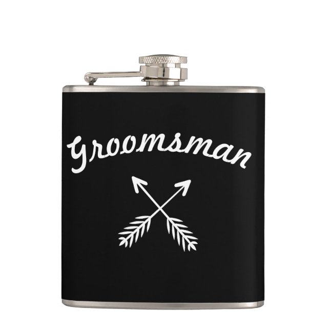 Groomsman Crossed Arrows Any Custom Color Flask (Front)
