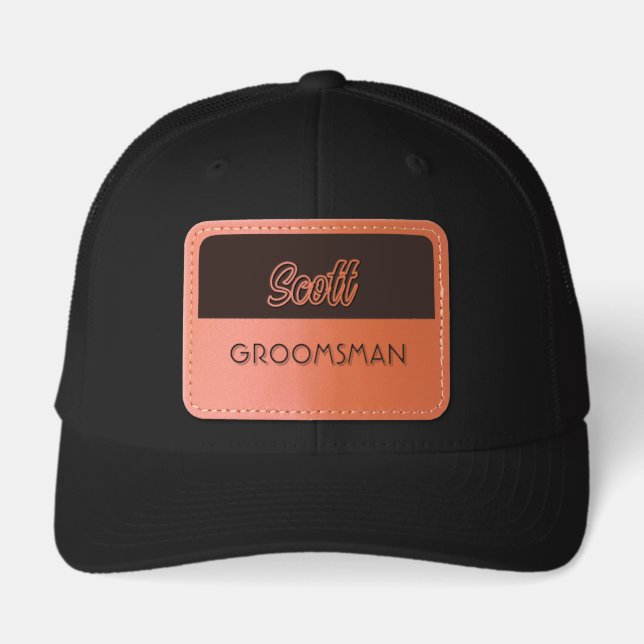 Groomsman! Custom leather patch wedding party hat (Front)