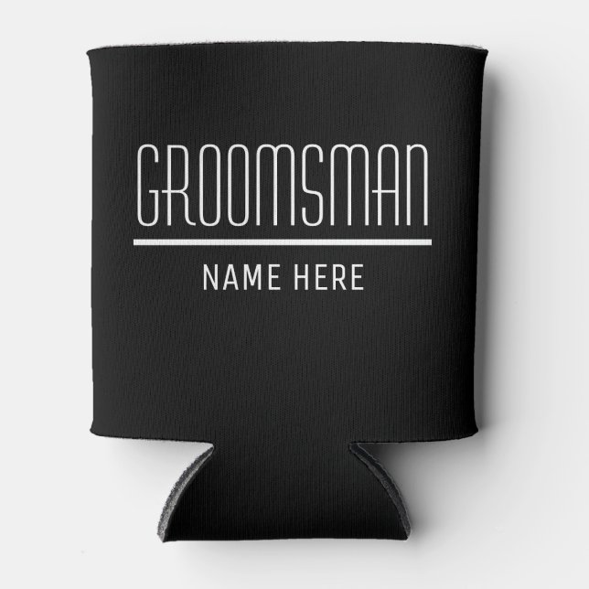 Groomsman Custom Name and Date Can Cooler (Front)