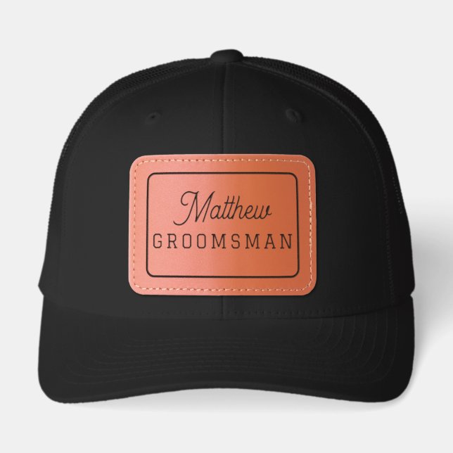 Groomsman Custom Name Bachelor Party Leather Patch Hat (Front)