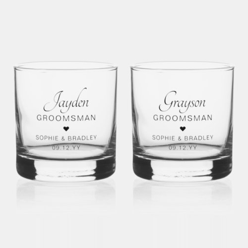 Groomsman Custom Personalised Name Wedding Party Whiskey Glass