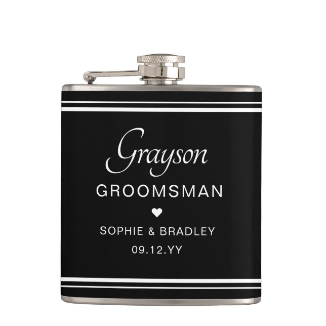 Groomsman Custom Personalised Wedding Party  Flask (Front)