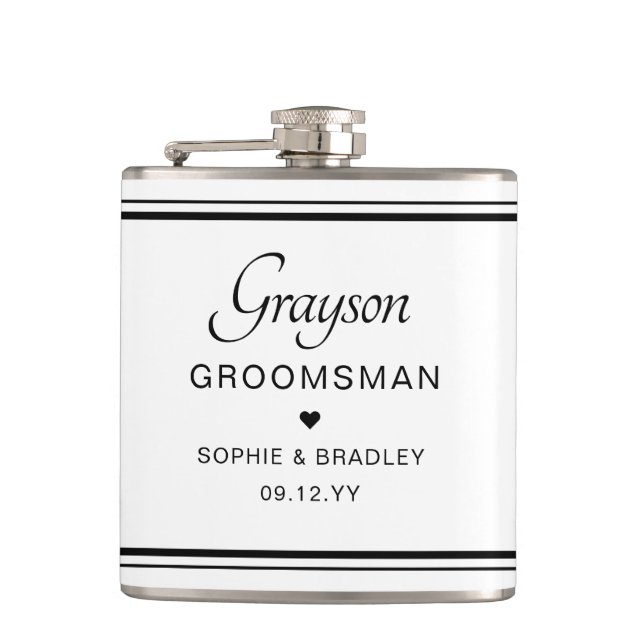 Groomsman Custom Personalised Wedding Party  Flask (Front)