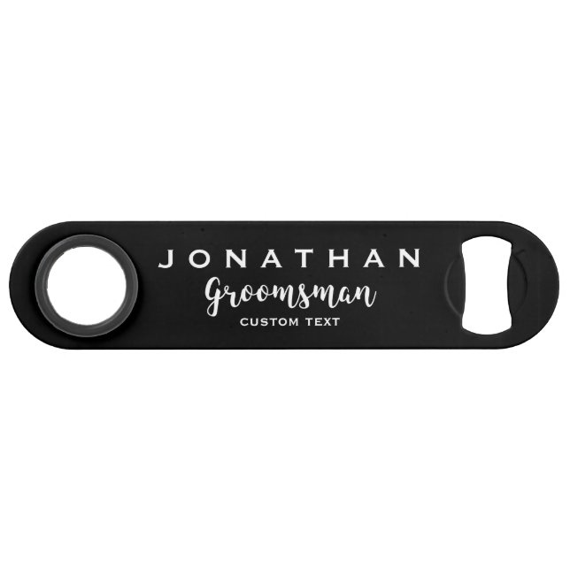 Groomsman Custom Wedding Favor Modern Monogram Bar Key (Front (Horizontal))