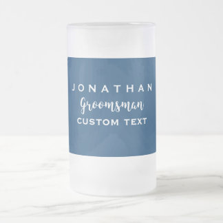 Groomsman Custom Wedding Favor Modern Monogram Frosted Glass Beer Mug