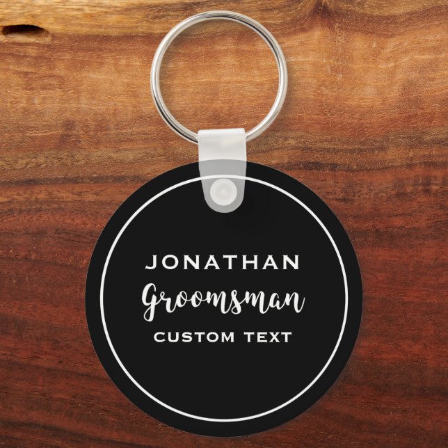 Groomsman Custom Wedding Favor Modern Monogram Keychain (Front)