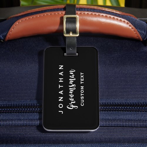 Groomsman Custom Wedding Favor Modern Monogram Luggage Tag