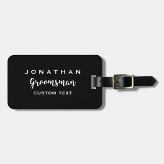 Groomsman Custom Wedding Favor Modern Monogram Luggage Tag