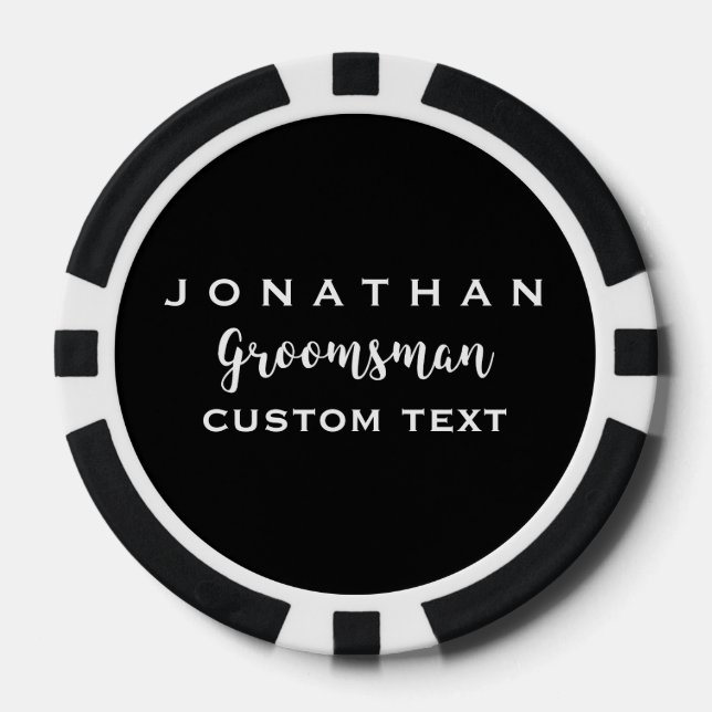 Groomsman Custom Wedding Favor Modern Monogram Poker Chips (Front)