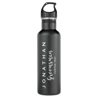Groomsman Custom Wedding Favor Modern Monogram Water Bottle
