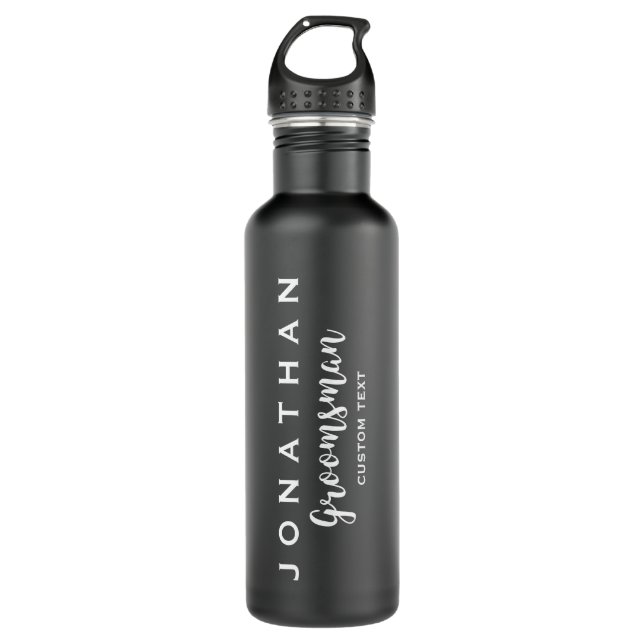 Groomsman Custom Wedding Favor Modern Monogram Water Bottle (Front)
