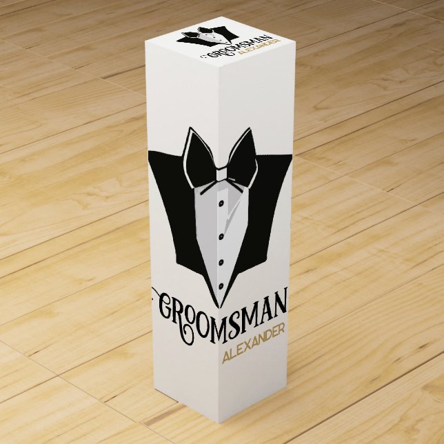 Groomsman Elegant with a bow tie Wine Gift Box (Front)