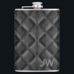 Groomsman Embossed Monogram Black Leather Flask<br><div class="desc">This monogram flask blends timeless style with a modern twist,  offering a sophisticated and personalized gift for your groomsman. The sleek faux leather exterior is reminiscent of genuine leather while being cruelty free,  eco friendly and budget friendly.</div>