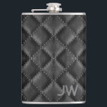 Groomsman Embossed Monogram Black Leather Flask<br><div class="desc">This monogram flask blends timeless style with a modern twist,  offering a sophisticated and personalized gift for your groomsman. The sleek faux leather exterior is reminiscent of genuine leather while being cruelty free,  eco friendly and budget friendly.</div>