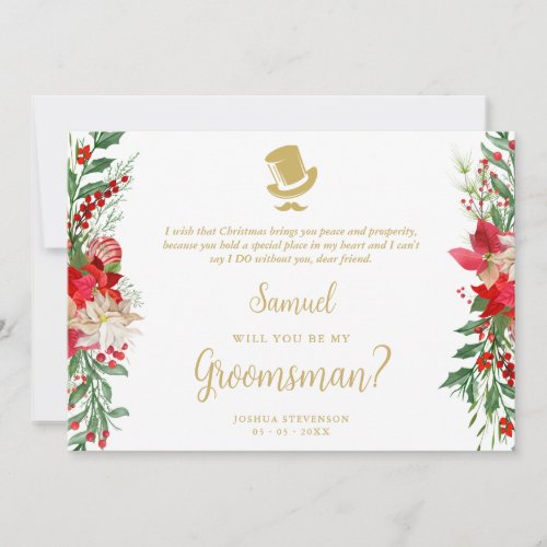 Groomsman Fancy Luxury Christmas Proposal Card