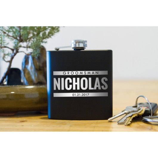 Groomsman Flask - Personalized Best Man Gift (Front)