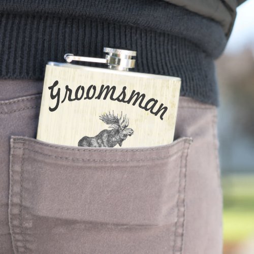 Groomsman Flask Vintage Moose